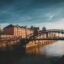 Historic Speicherstadt during sunset in Port of Hamburg, Germany