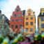 authentic Stockholm colourful medium rise city buildings