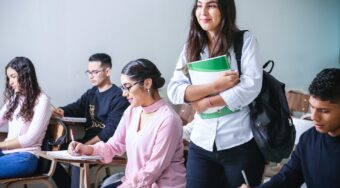 university students of mixed ethnic backgrounds in a classroom
