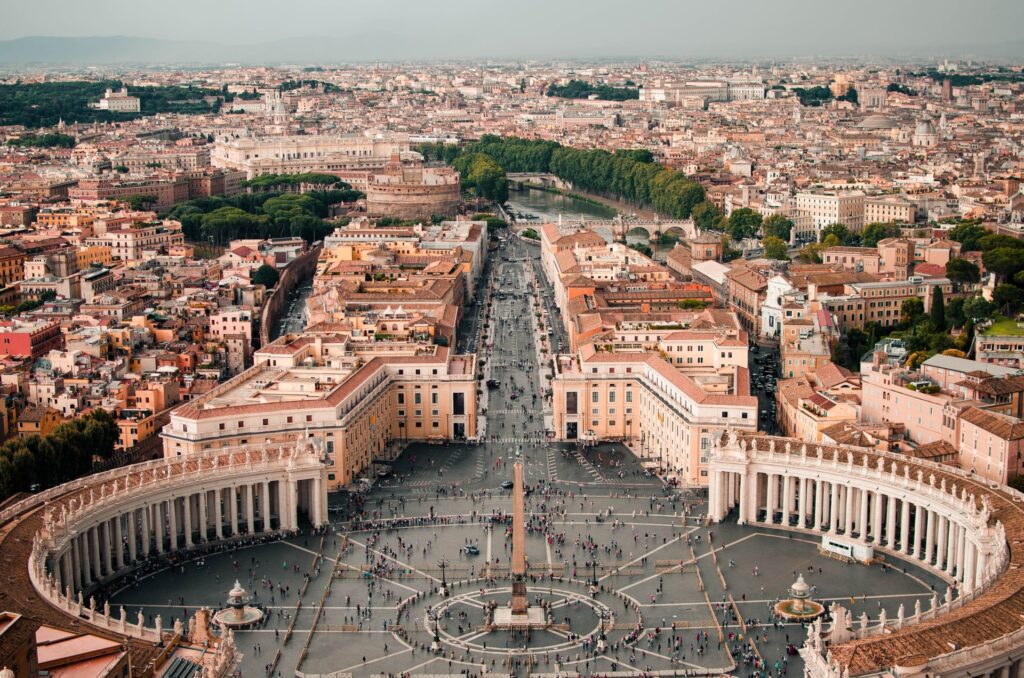 Shot of Rome city, taken from the top of the Vatican.