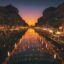 Sunset over the Alzaia Naviglio Grande, an historic towpath along Milan's oldest canal and a pedestrian-friendly top spot for travelers to Milan.