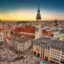 aerial view of city buildings during sunset