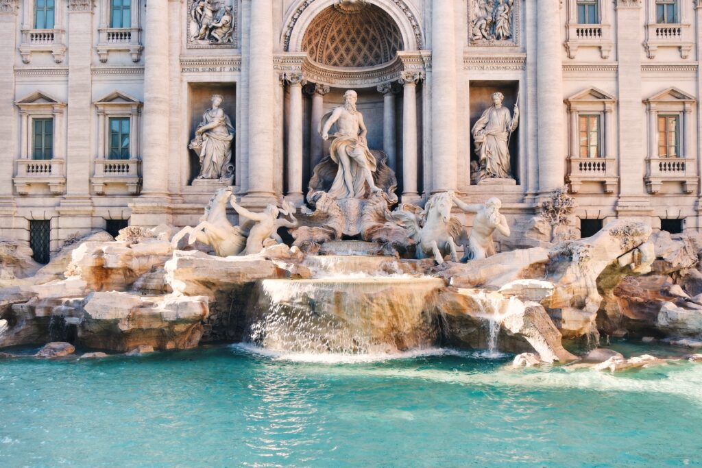 Shot of Fontana di Trevi water fountain in Piazza di Trevi during daytime
