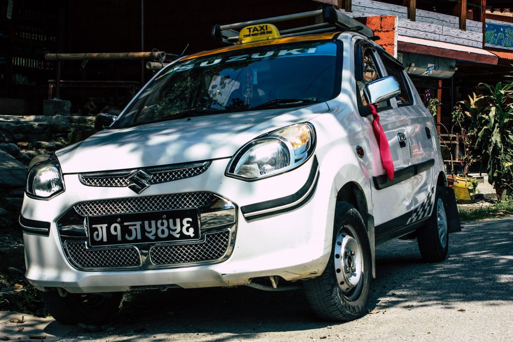 Kathmandu,Nepal,September,19,,2018,View,Of,Nepali,Taxi,At White taxi in Kathmandu, Nepal