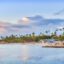 Panorama of sunset at Bayahibe beach, La Romana, Dominican republic