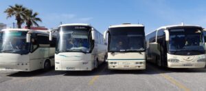 bus-from-paros-port-to-naousa-2 Buses at the bus terminal at Paros Port