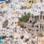 A close up of Fira village showing traditional Cycladic houses.