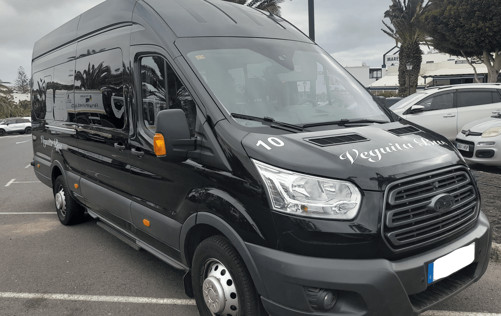 black van ready to pick up passengers in Lanzarote, Spain