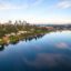 Bellevue city centre along a large lake