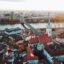 Aerial view of Bratislava city center.
