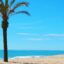Beach view in Santa Susanna, Spain.