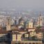 View of Bergamo city center, showing historical buildings and rooftops.