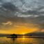 Sunset over the ocean near Davao, Philippines.