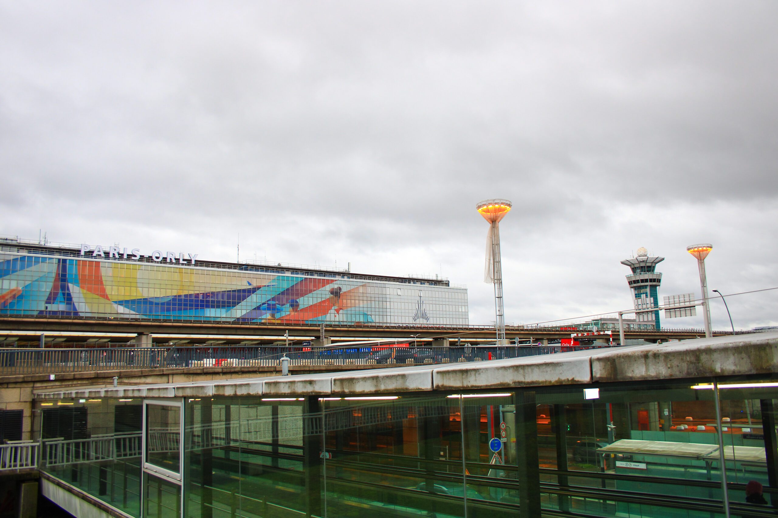 Front of the orly south terminal. Departure and arrival area for international flights