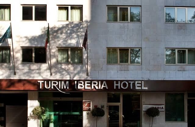 Close up of the exterior of Turim Iberia Hotel close to Lisbon Airport.