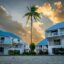 A picture of Grand Cayman's city centre by sunset.