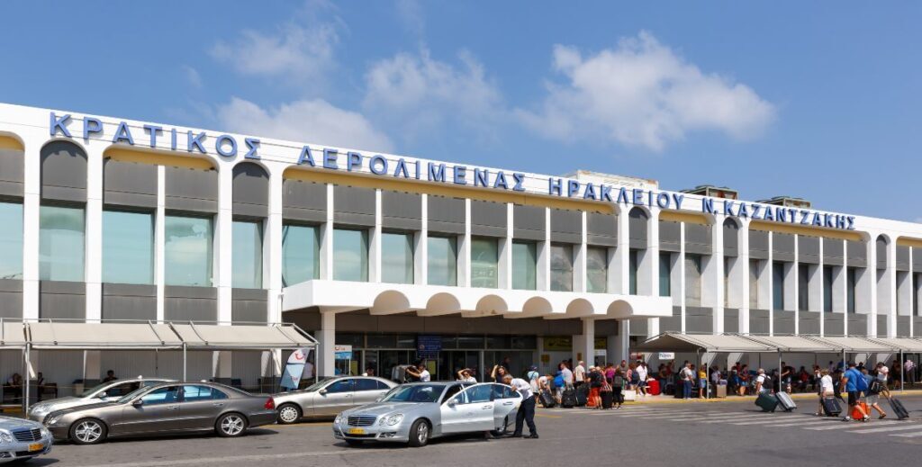 Main entrance of Heraklion Airport in Crete