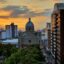 A view of the city of Pereira in Colombia at sunset.