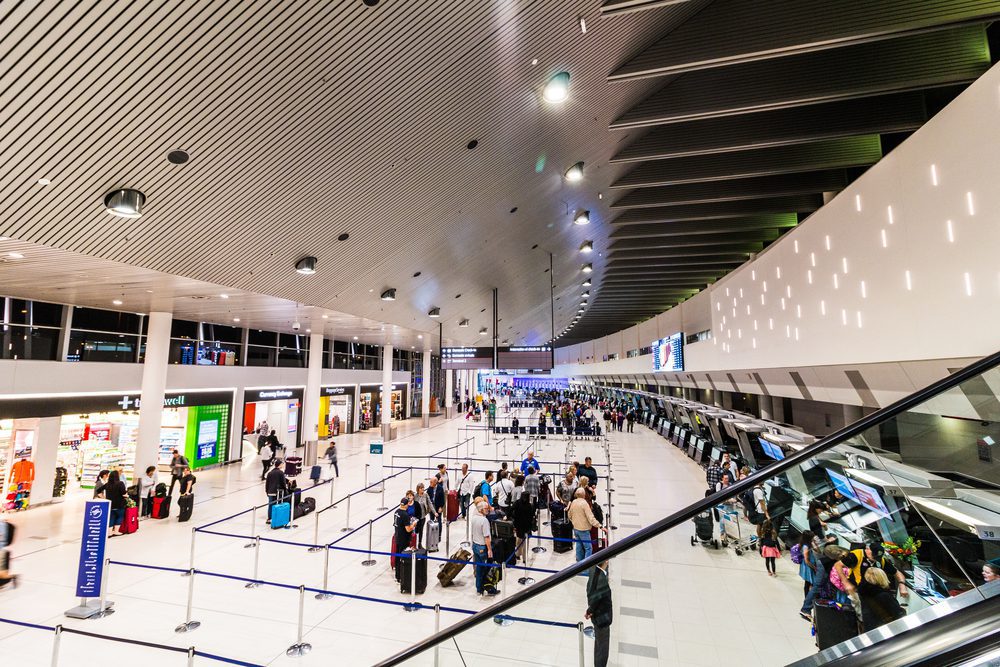 Large check in lobby at Perth Airport.