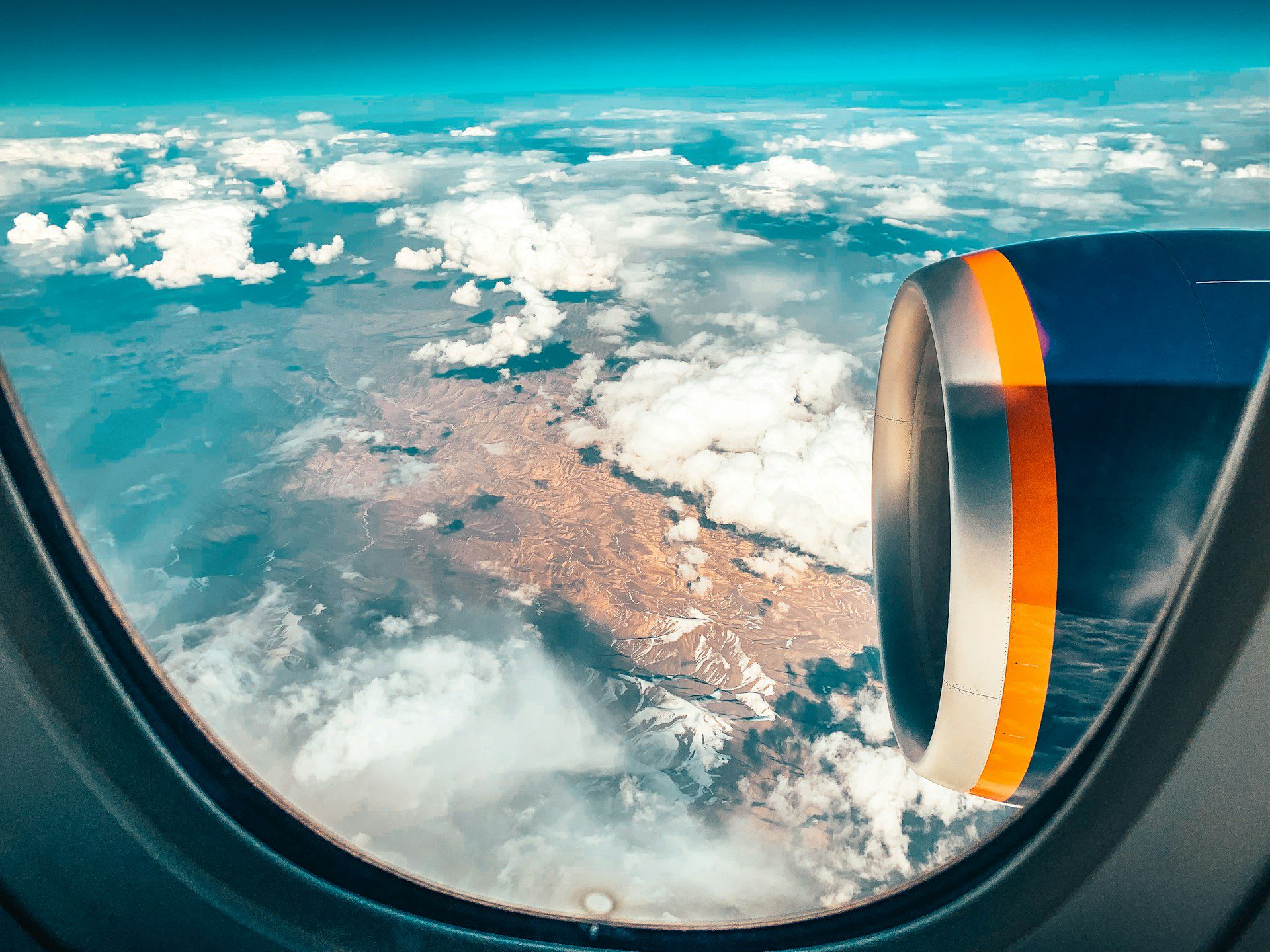 View out the window of a plane from Phuket Airport.
