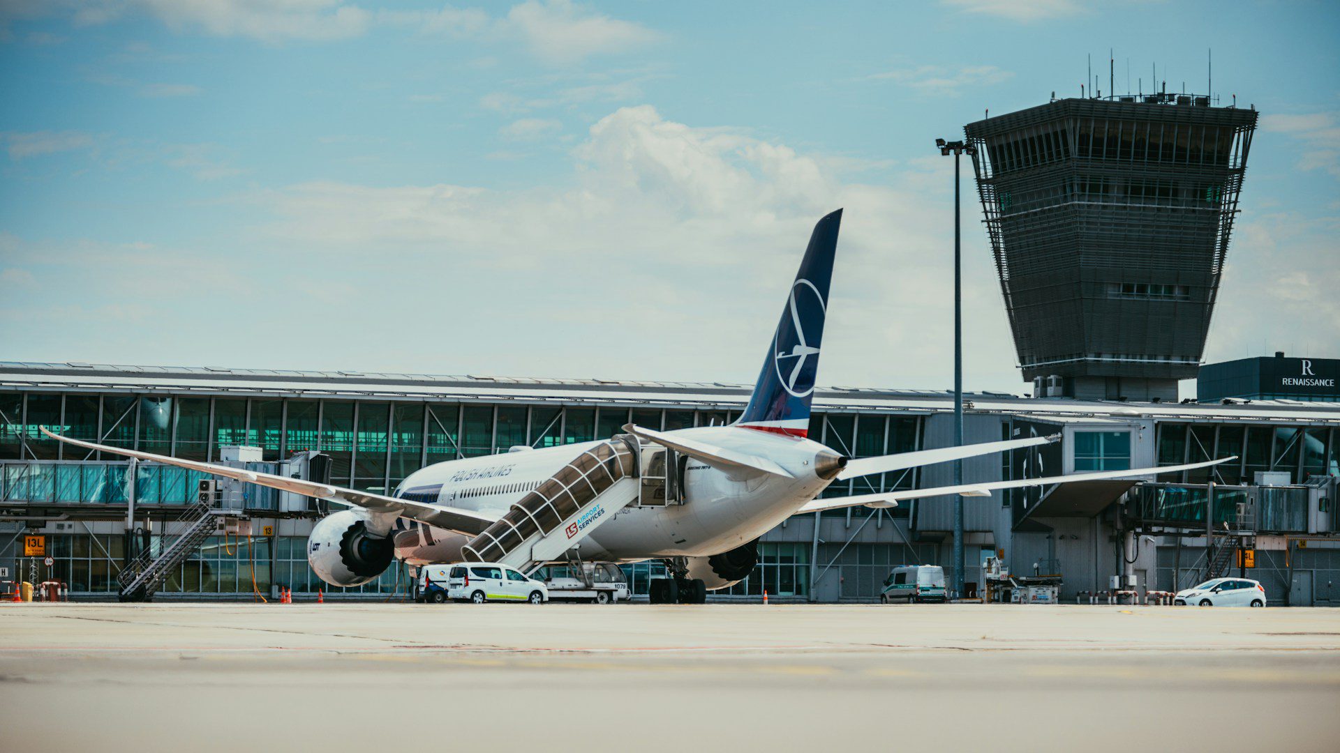 Warsaw Chopin airort terminal and control tower