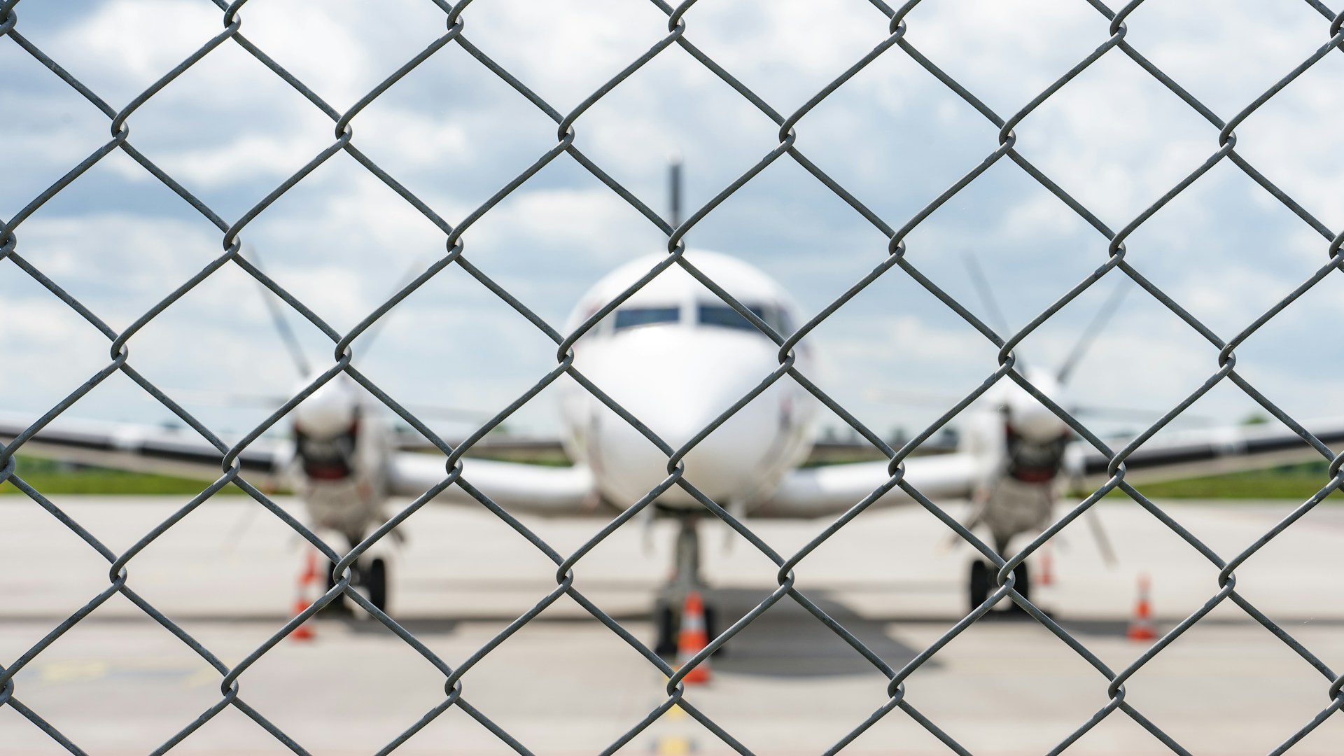 Plane on the runway at Warsaw Airport in Poland