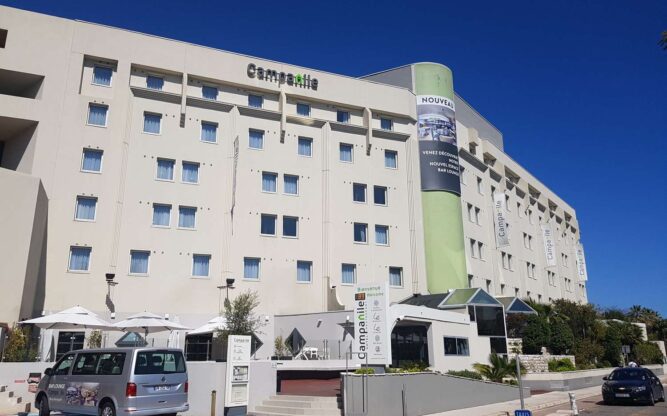 An outside view of the Hotel Campanile at Nice Airport, France
