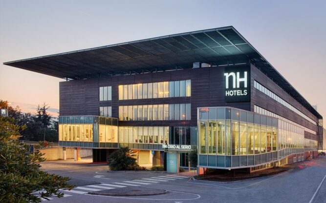 An exterior view of the NH Orio al Serio Hotel at Milan Bergamo Airport