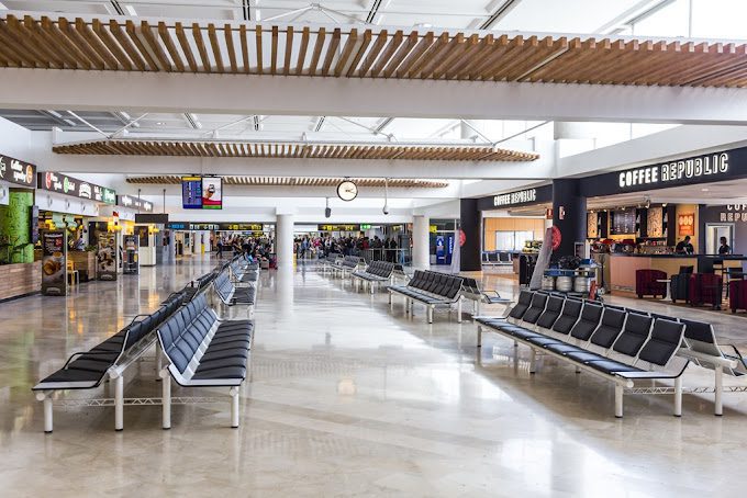 Lanzarote Airport terminal inside.