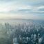 Kuala Lumpur aerial view with foggy haze.