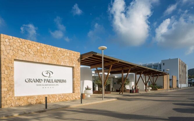 Entrance of Grand Palladium White Island hotel near Ibiza Airport