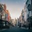 View of Dublin high street, with charming buildings lining the street.