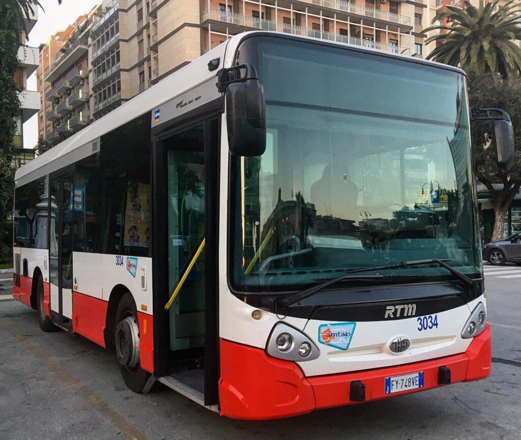 Amtab bus in Bari getting from Bari airport to city center