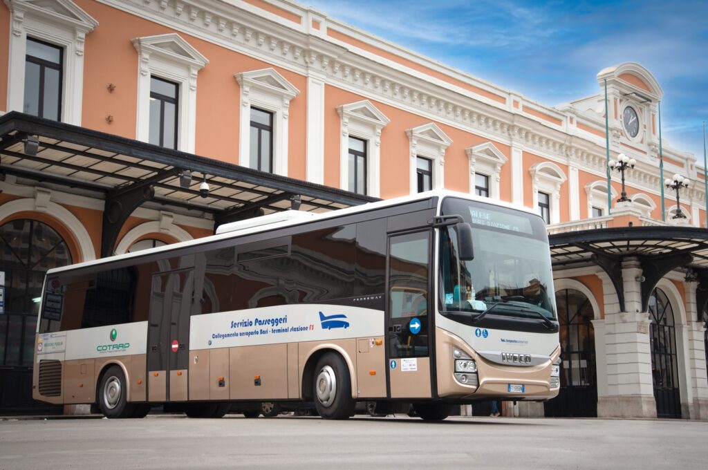 Tempesta Autoservizi shuttle bus going from Bari Airport to the city center