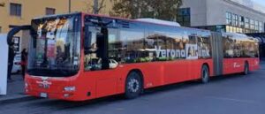 The red Airlink Bus service at Verona Airport