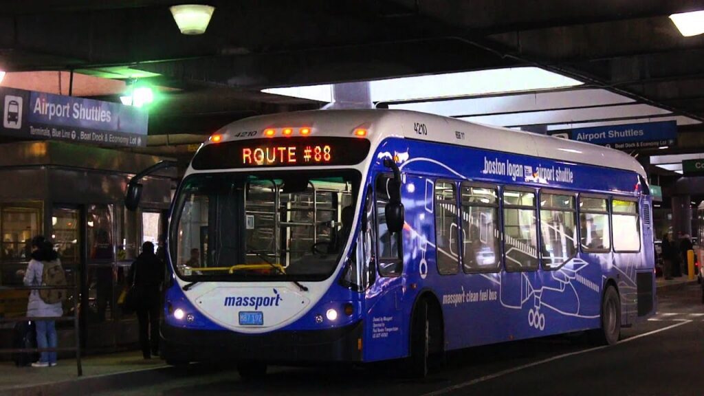 Logan Airport shuttle route 88 at night