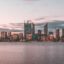 A view of the Swan River at sunset with Perth City in the background