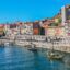View of houses on the waterfront in central Porto, Portugal.