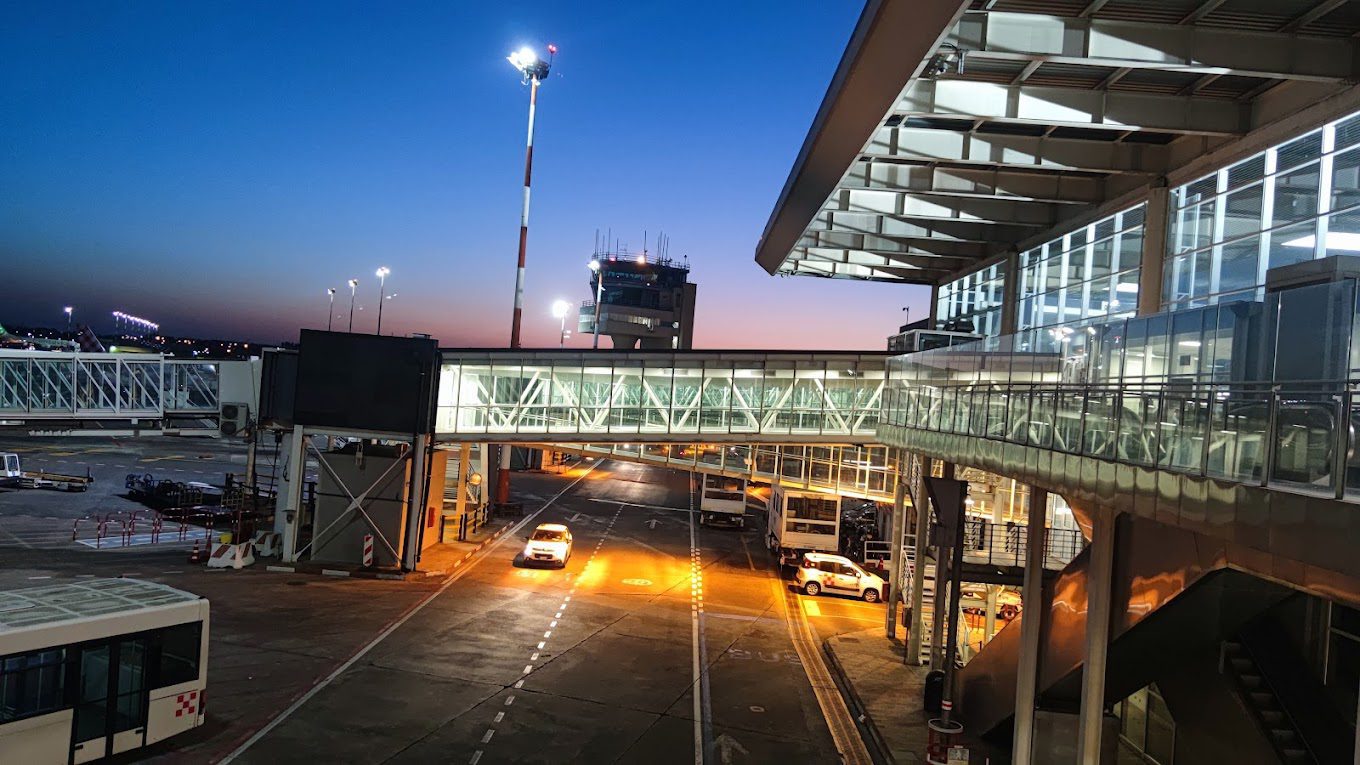 exterior view of Catania Airport at night