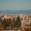 aerial view over Sofia and the museum of bulgarian history