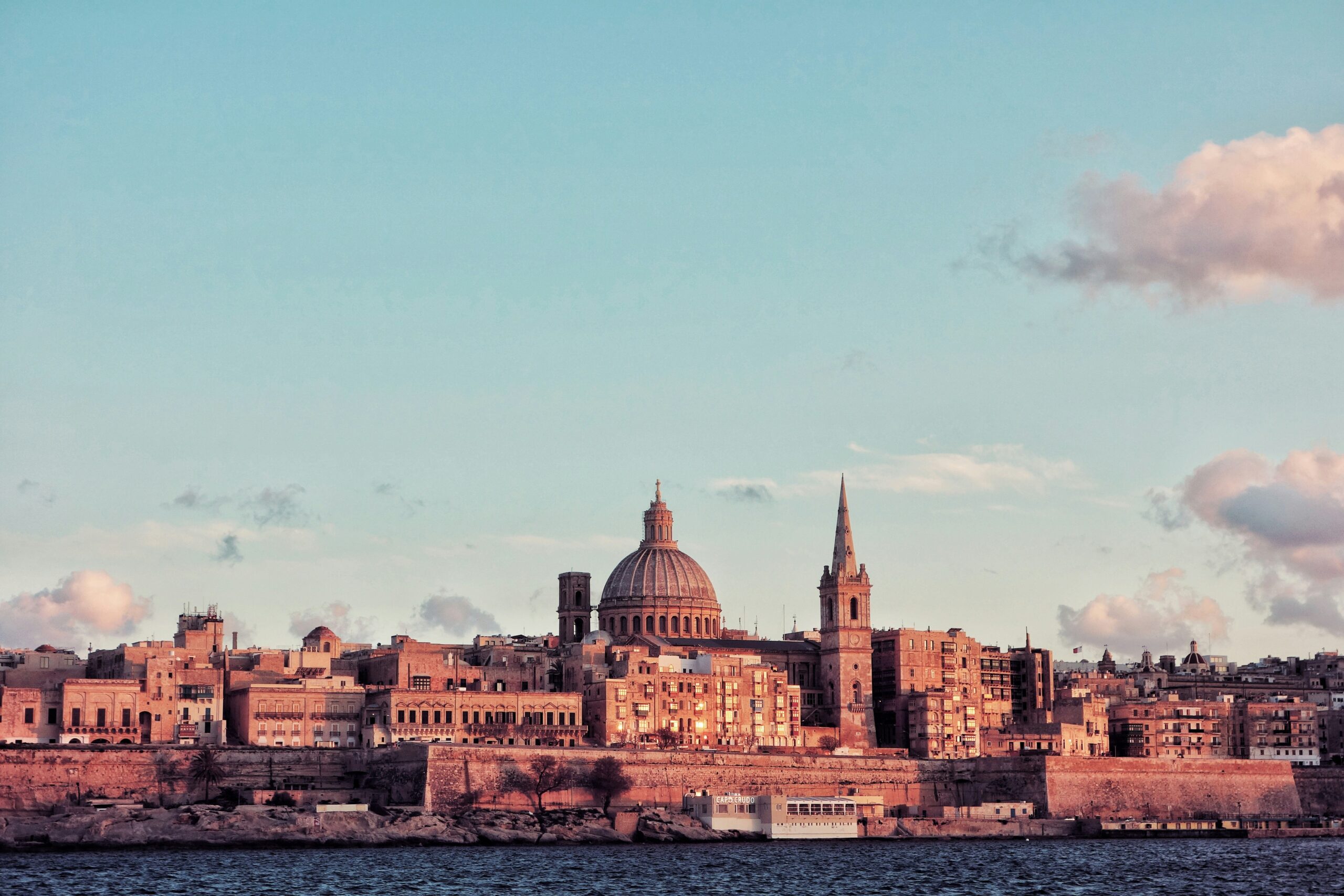 skyline in Malta under a blue sky