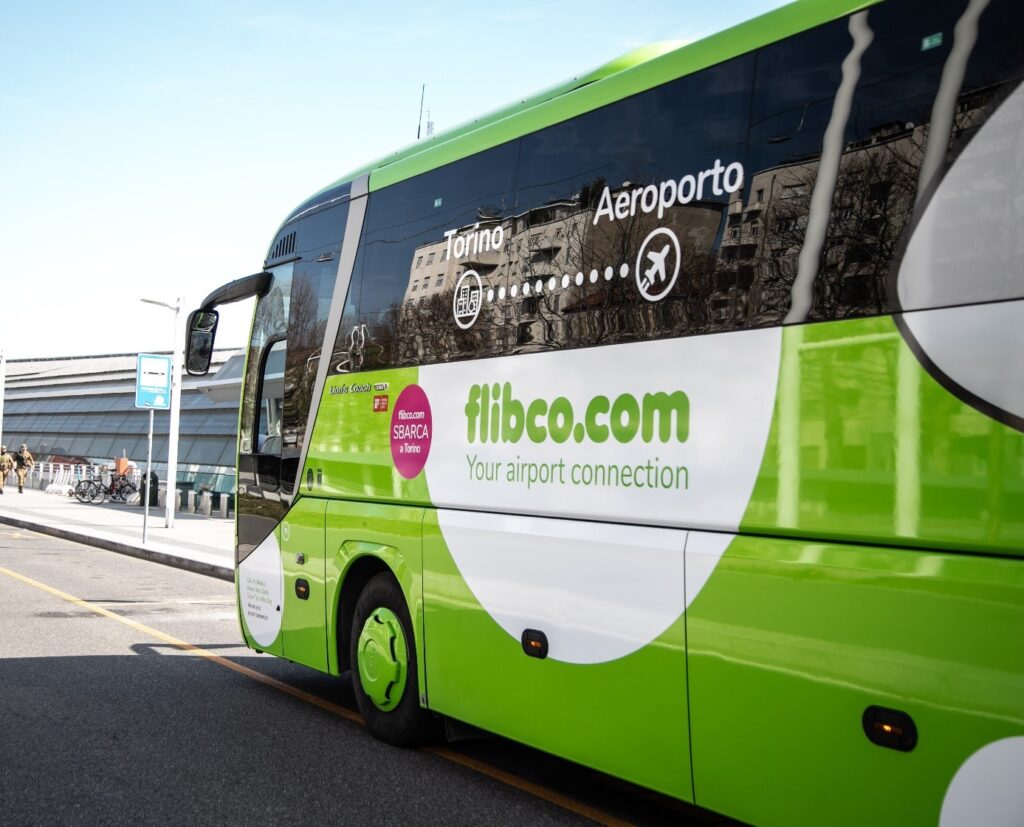 Flibco shuttle bus at Turin Airport