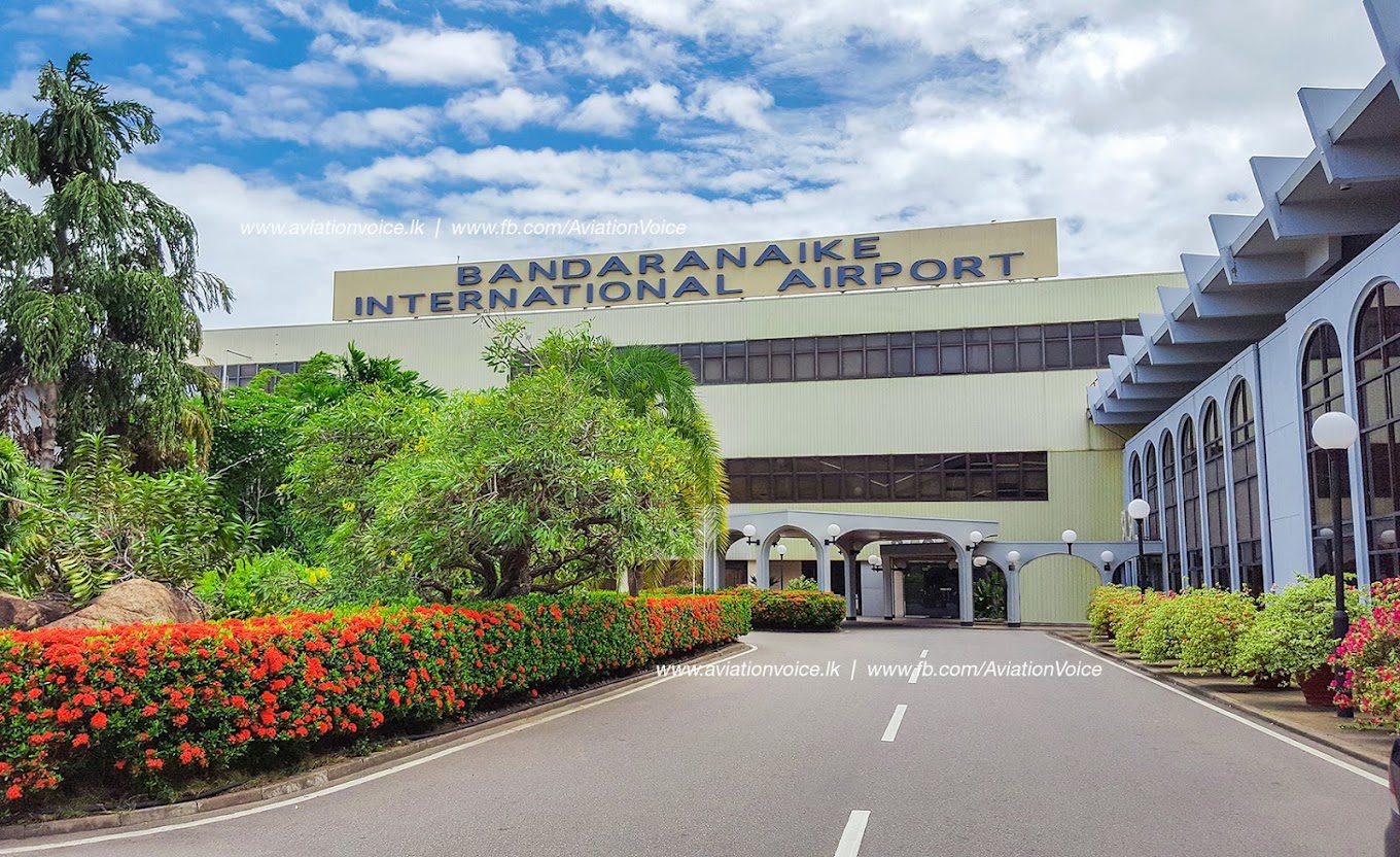 outdoor view of beautiful landscaping and flowers around Colombo Airport