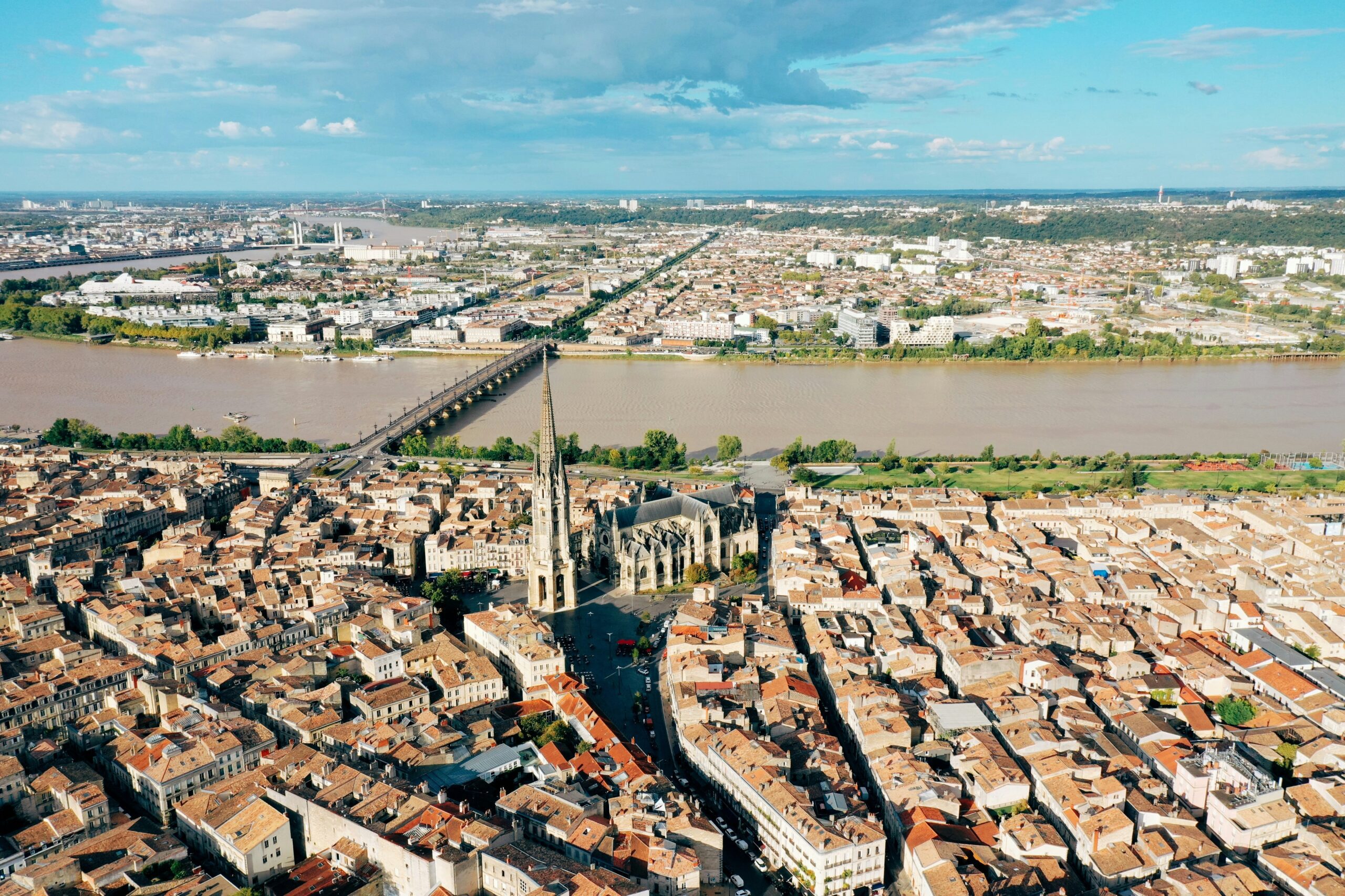 Aerial view of Bordeaux city