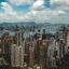 Hong Kong aerial view under a cloudy blue sky