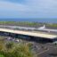 Beautiful view of Ponta Delgada airport against the sky and the ocean.