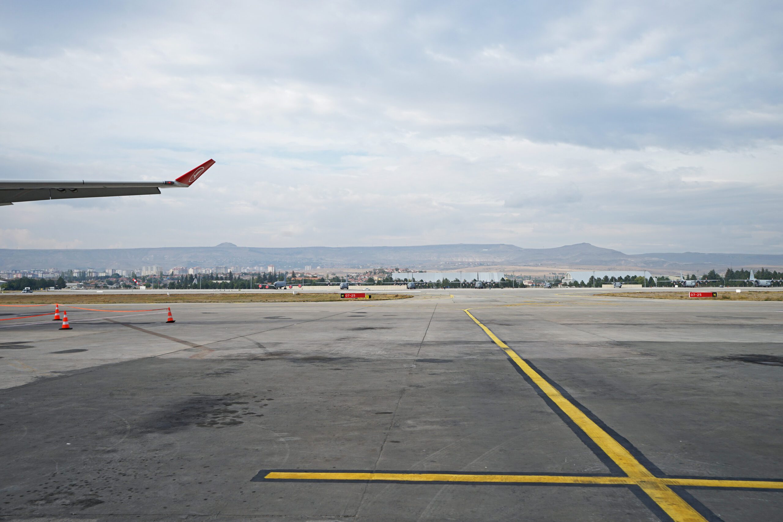 Exterior architecture and building design at 'Kayseri Havalimani Erkilet Airport' military airbase and public international airport- Turkey