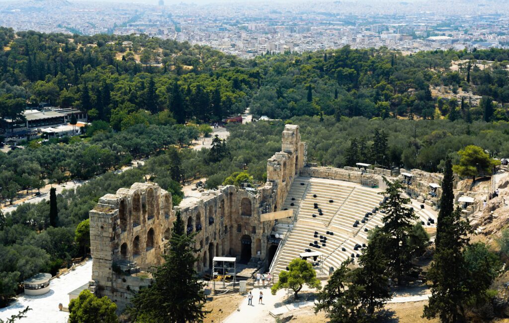View of Odeon of Herodes Atticus in Athens from above.