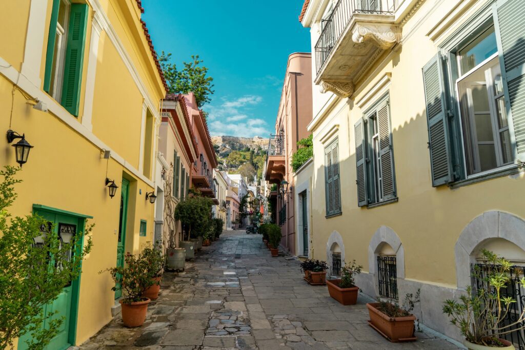 An alley in Plaka neighborhood in Athens