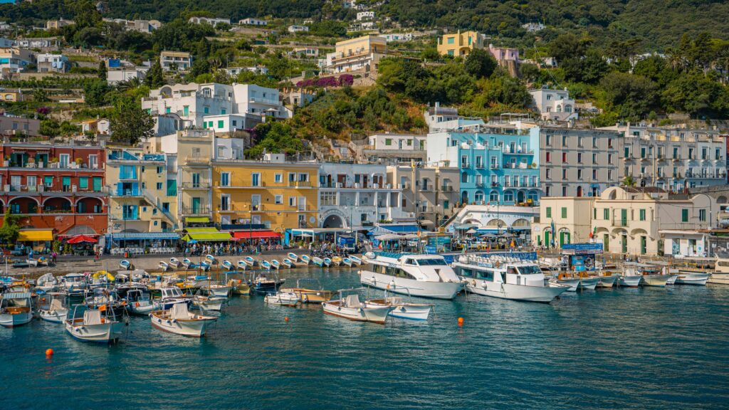 Colorful houses at the Port at Capri Island, Italy
